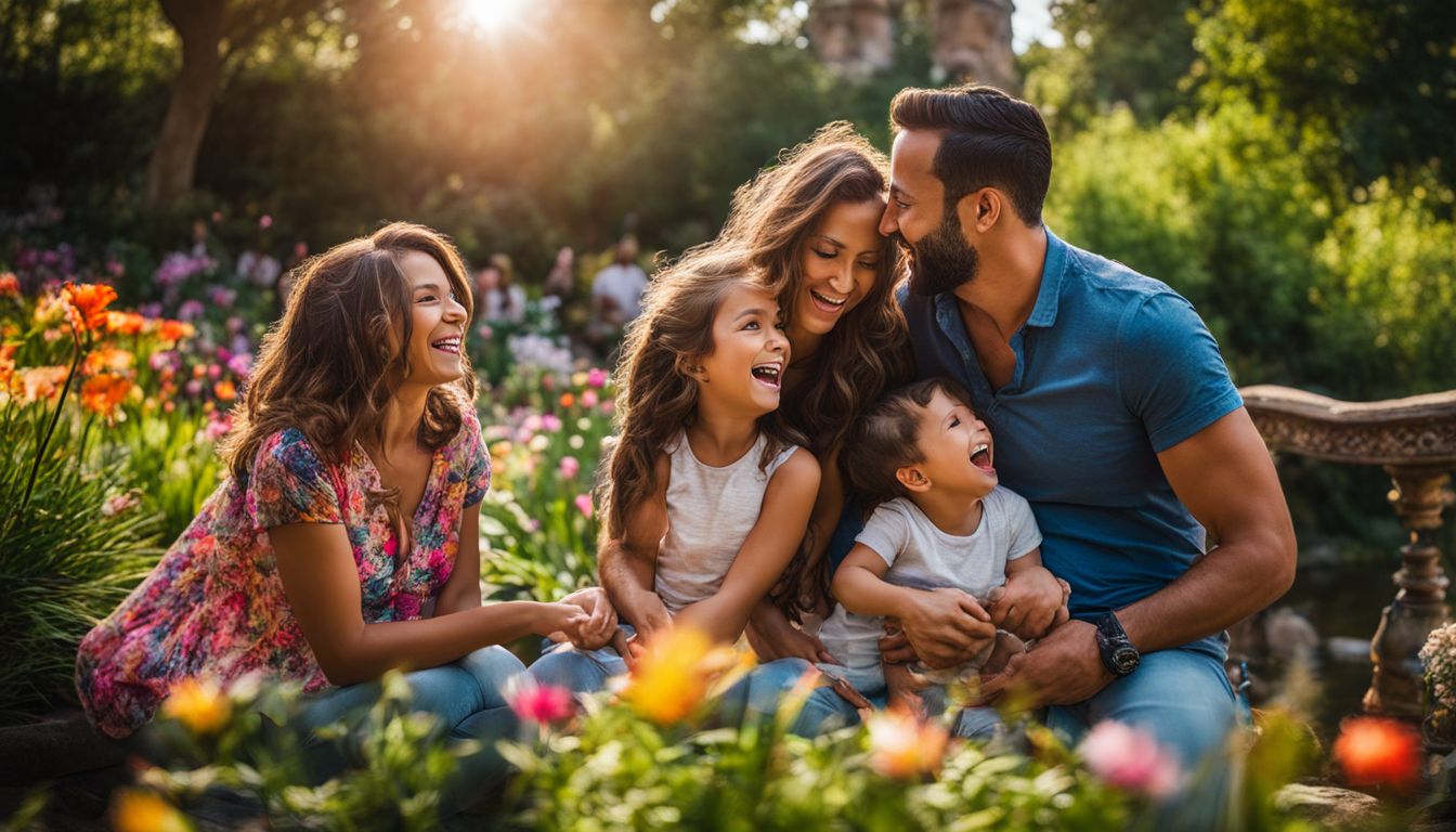 Eine glückliche Familie genießt die farbenfrohen Gärten im Tivoli.